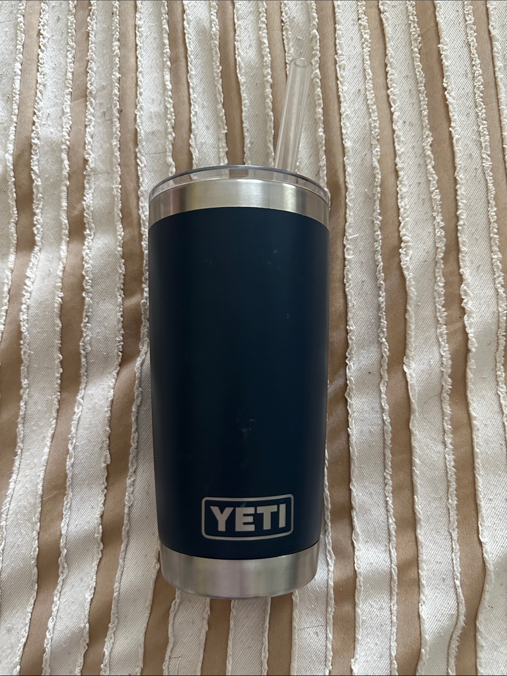 YETI Navy Stainless Steel Insulated Tumbler with Straw